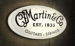 Martin & Co Guitars Strings Led Illuminated Light Up Sign Music Room Instrument