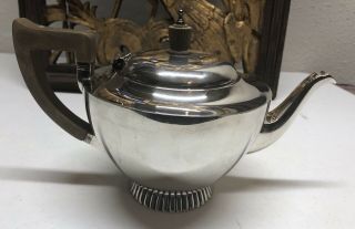Wakely & Wheeler 1892 Antique Sterling Silver W/ Wooden Handle,  Top Tea Pot