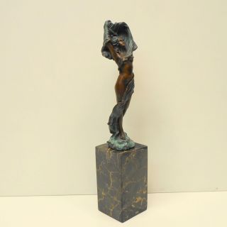 Signed Bronze Art Deco Style Art Nouveau Style Dancer Sculpture Statue