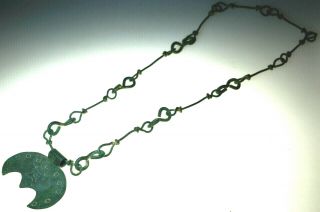 Viking Bronze Lunar Amulet Pendant With Chain