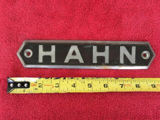 Hahn Fire Truck Emblem Insignia Name Tag Manufacturer 
