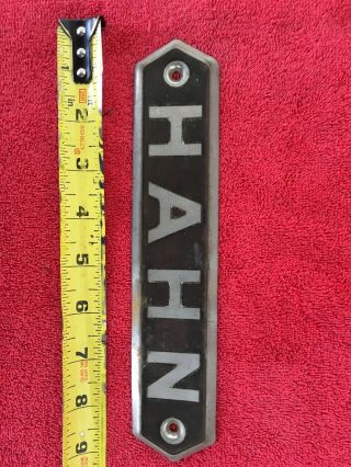 HAHN FIRE TRUCK EMBLEM INSIGNIA NAME TAG MANUFACTURER ' S ID PLATE APPARATUS SIGN 2