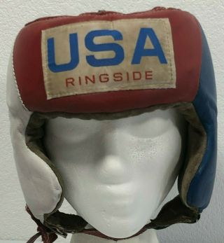 Vintage Usa Ringside 10 Oz Boxing Headgear Sparring Guard Cover Red White Blue