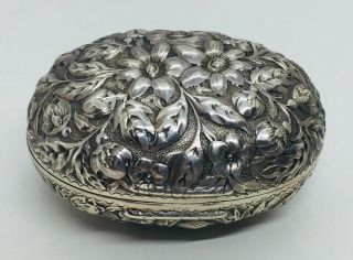 Gorham Antique Sterling Silver Floral Repousse Box