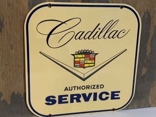 12in Cadillac Autorized Service Dealer Porcelain Enamel Sign