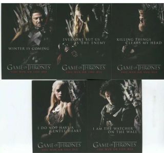 Game Of Thrones Season 1 Trading Cards “you Win Or You Die” Set Sp1 - Sp5