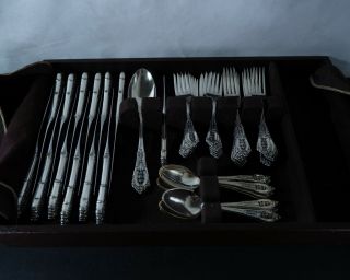 Wallace " Rose Point " Sterling Silver Flatware Set,  51pc
