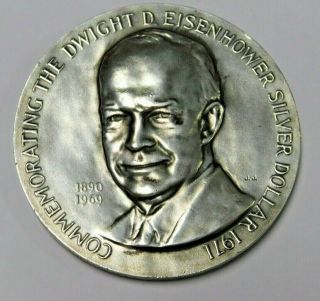 1971 Dwight Eisenhower Dollar Commemorative.  999 Silver Medal Medallic Art Co