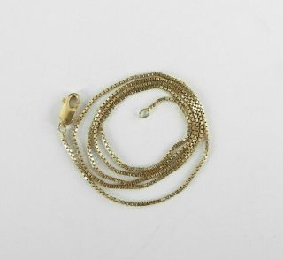 Vintage Necklace Box Chain Link Solid 14k Yellow Gold 3.  4 Grm Jewelry 18 "