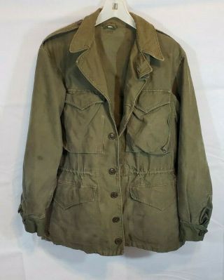 Named (tx) Ww2 M - 1943 Green Military Field Jacket Gi Issue Us Army M - 43 Size 34r