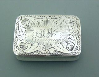 Early Nathaniel Mills Solid Silver Vinaigrette 1828