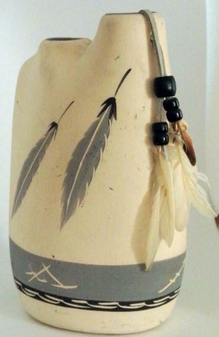 Vintage Native American Pottery Wedding Vase Hand Painted Signed Little Gay