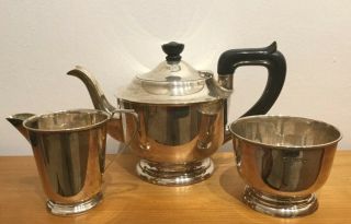 Antique Solid Silver Three Piece Tea Set Sheffield 1939 Viners Ltd - 650 Grams