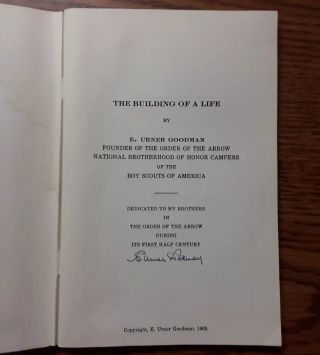 The BUILDING OF A LIFE by E.  Urner Goodman BSA RELATED 1965 (Signed) 2