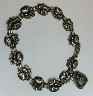 † Stunning Vintage Sterling Multi Saints & Rose Linked Bracelet 7 3/4 " 9.  38 Gr †