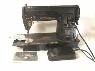 Vintage Singer 301 Black Sewing Machine With Pedal And Bobbin -
