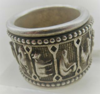 Antique Chinese Silver Ring With Adjustable Scenes