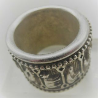 ANTIQUE CHINESE SILVER RING WITH ADJUSTABLE SCENES 3