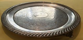 H.  B.  Stanwood - Footed Salver - Pure Silver Coin - Boston - Circa 1850 - Monogram William