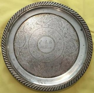 H.  B.  STANWOOD - FOOTED SALVER - PURE SILVER COIN - BOSTON - CIRCA 1850 - MONOGRAM WILLIAM 2