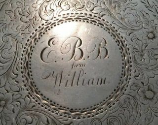 H.  B.  STANWOOD - FOOTED SALVER - PURE SILVER COIN - BOSTON - CIRCA 1850 - MONOGRAM WILLIAM 3