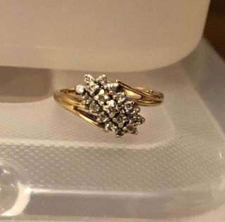 Vintage 10k Yellow & White Gold Diamond Ring Size 7