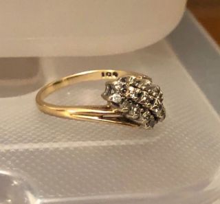 Vintage 10K Yellow & White Gold Diamond Ring Size 7 3