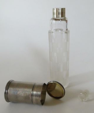 Rare Antique French 950 Silver & Crystal Purse Spirit Flask Pill Box Combo.