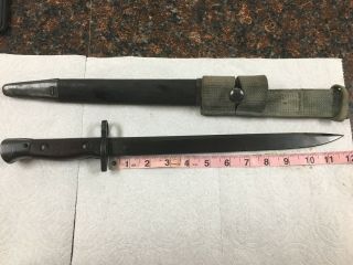 Ww2 British 1943 Lee Enfield Bayonet With Scabbard And Frog G.  R.  I Mk2 Rei