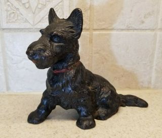 Vintage Cast Iron Scotty Dog Terrier Figure Hubley 5 " X 6 3/8 "
