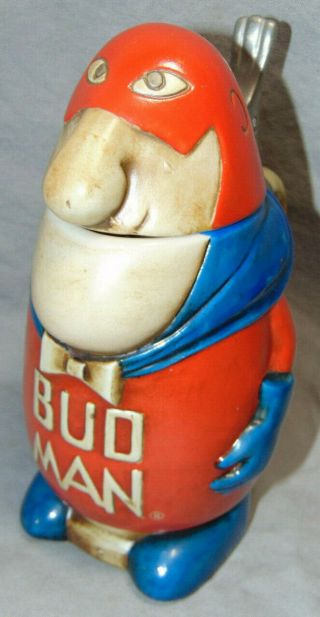 Vintage Budweiser Bud Man Lidded Advertising Beer Stein Ceramarte