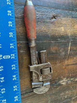 Vintage Stillson No.  10 Wood Handle Pipe Wrench