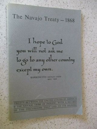 1968 Booklet,  The Navajo Treaty - 1868,  Navajo Centennial Publication,  Photo