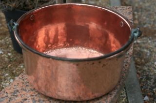 Vintage Copper Apple Butter Kettle Cauldron Pot 1800s 15.  4inch 9.  3lbs