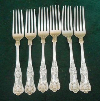 Antique Set Of 6 Sterling Gorham Kings Iii Pattern 1885 Large Dinner Forks