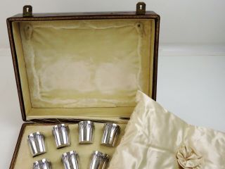 Boxed Set of 12 FRENCH SILVER GILT DRINKING TOTS Paris c.  1900 SPIRITS & LIQUEUR 3