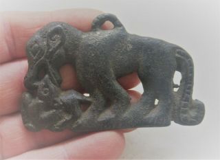 Ancient Roman Bronze Pendant Depicting Shewolf And Romulus And Remus