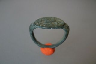 Ancient Fantastic Roman Bronze Ring Hippocampus 1st - 4th Century Ad