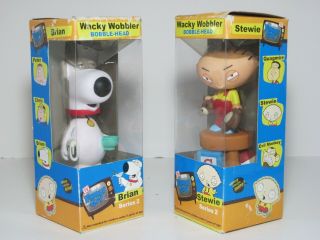 Nib 2006 Funko Wacky Wobblers Family Guy Series 2 Stewie And Brian Bobbleheads