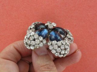 Schreiner Blue Cabachon and Crystal Clusters Brooch (PN1384) 3