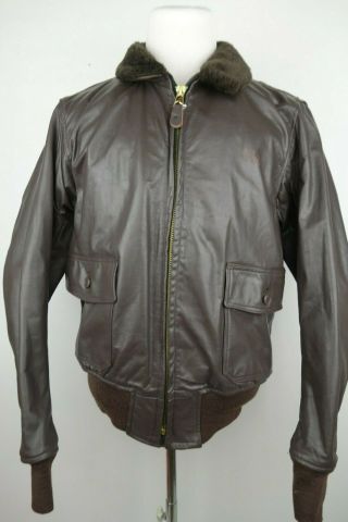 Vintage Usn Flyer Type G - 1 Leather Bomber Jacket Men Size 46 Xl Vietnam Era