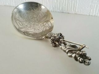Fine Antique Marius Hammer Solid Silver Christening Baptism Spoon Norway 71.  2g