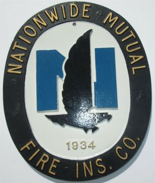 Nationwide Mutual: Authentic Fire Insurance Co Agency Plaque/mark Sign/marker