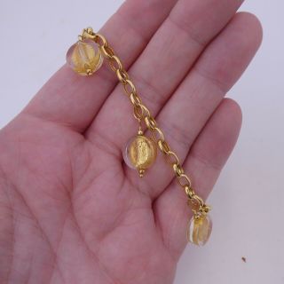9ct Gold Murano Glass Heavy Charm Bracelet,  9k 375