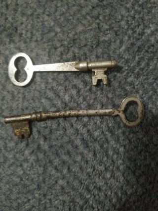2 Antique Skeleton Keys,  Both With 1800 