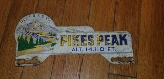 2 Vintage License Plate Toppers Pikes Peak Yellowstone Park 1950 
