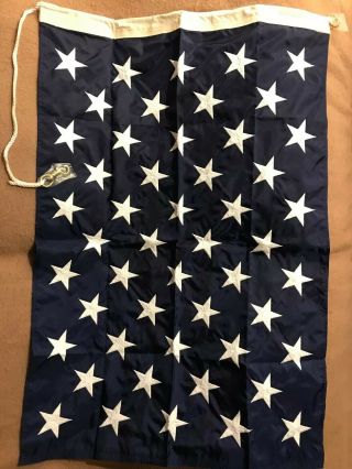 50 Star Us Navy Union Jack Flag 31 " X 45 " Naval Usa Banner Nylon & Embroidered