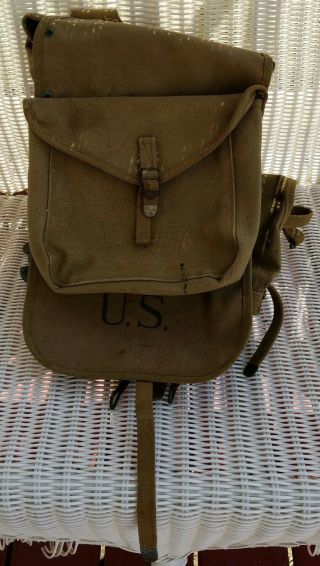 Wwii Us Army M - 1928 Haversack Combat Field Pack Dated 1942.