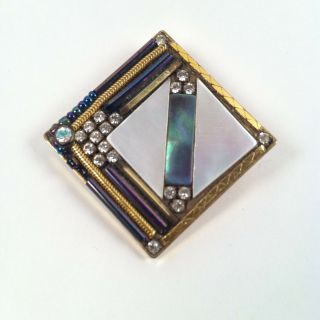 Vintage Marena Hand Made In Germany Small Brooch/pin In 18k Gold Overlay