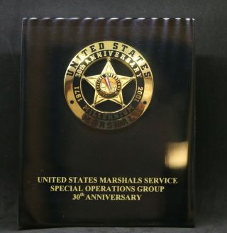Usms Us Marshals Special Operations Group Commemorative 2001 Badge In Lucite